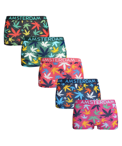 Katoenen Dames Boxershort met wietprint 5-pack 8034