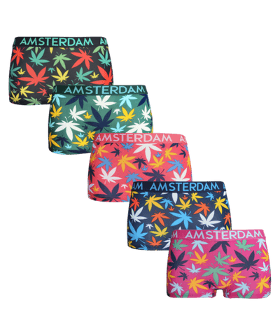 Katoenen Dames Boxershort met wietprint 5-pack 8034