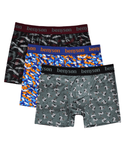 BENYSØN® Heren Bamboe Boxershorts met print 3-Pack BENY-7010