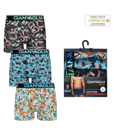 GIANVAGLIA® Deluxe Katoenen Heren Boxershort met print 3-Pack GVG-5502