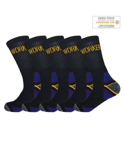 GIANVAGLIA® zwarte deluxe Werksokken Zwart met Anti-Slip 5-pack SK-102